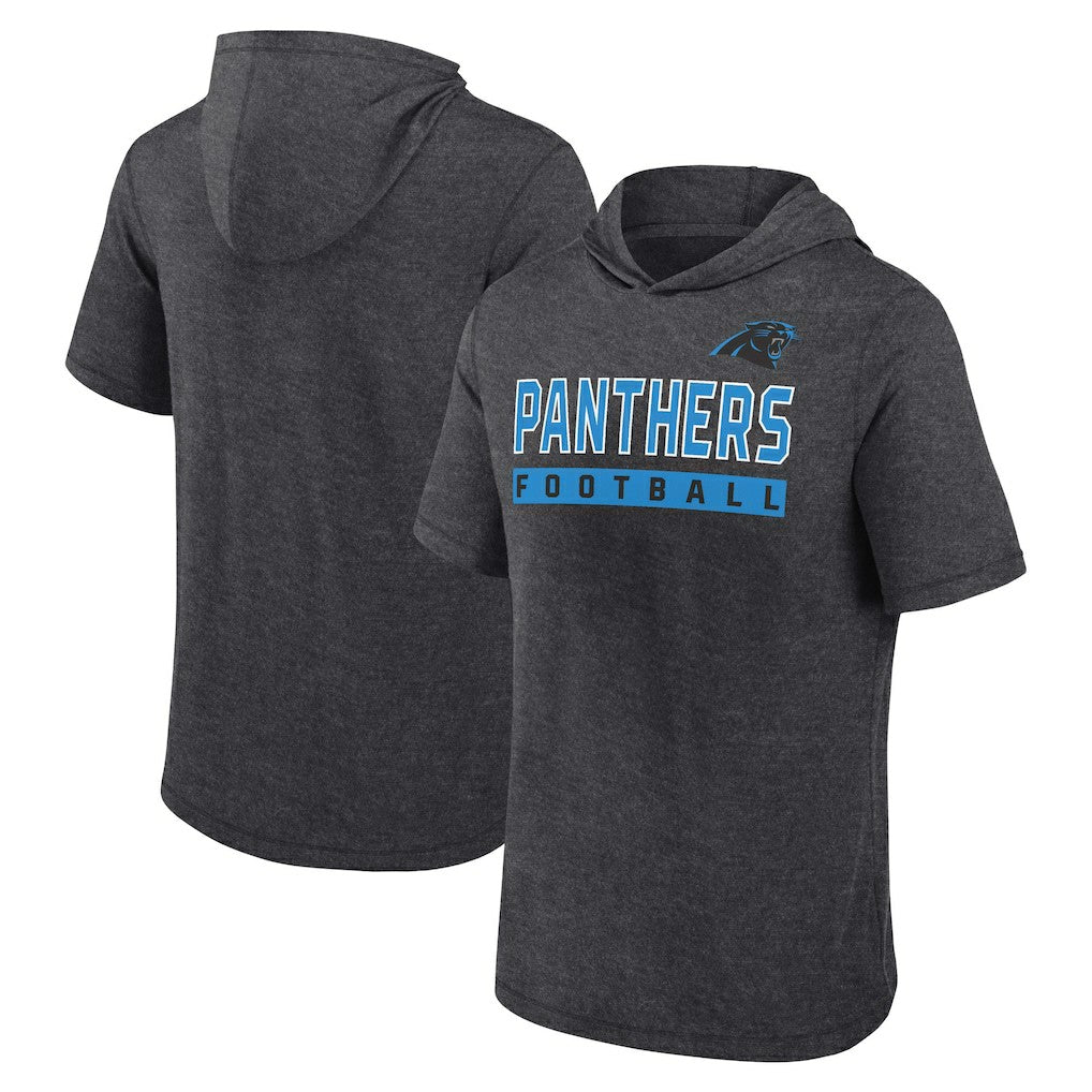 Carolina Panthers Push Short Sleeve Pullover Hoodie - Heather Charcoal outlet