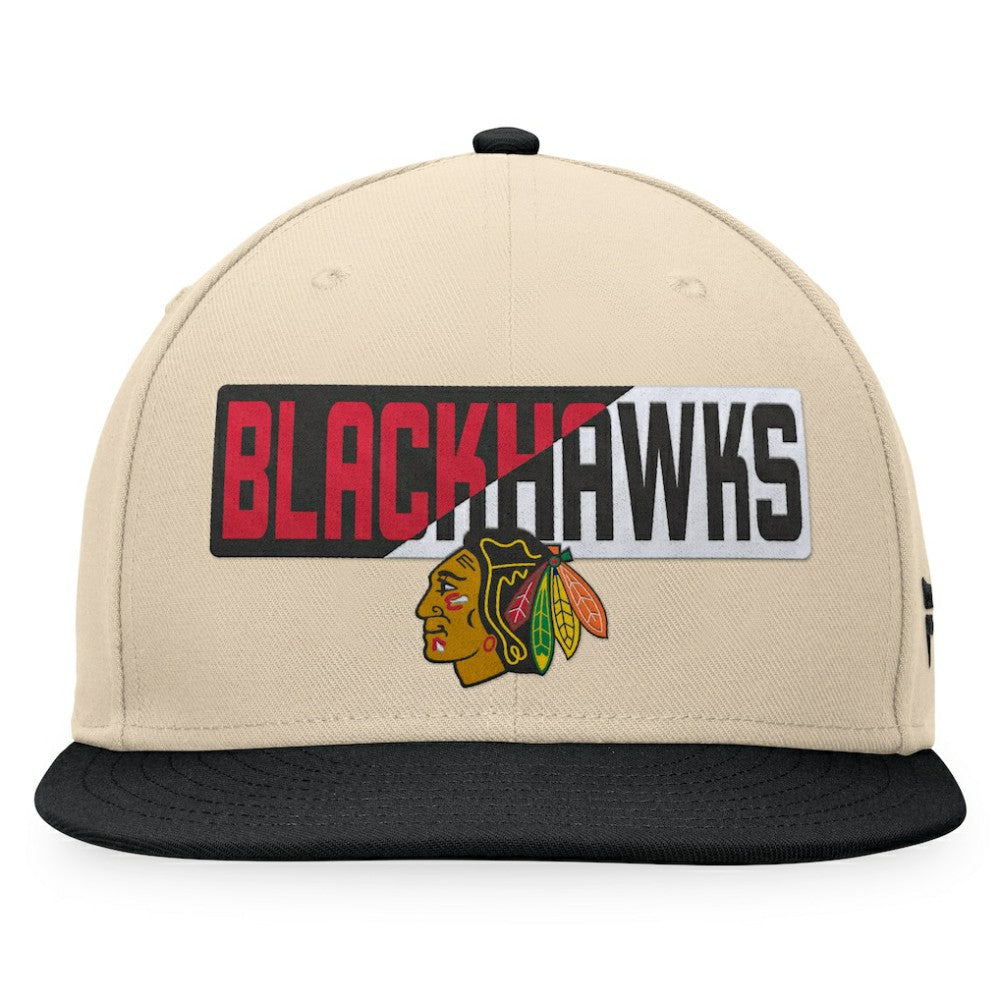 Chicago Blackhawks Fanatics Goalaso Snapback Hat Cream/Black