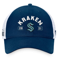 Seattle Kraken Fanatics Free Kick Trucker Adjustable Hat Deep Sea Blue/White