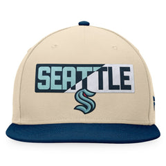 Seattle Kraken Fanatics Goalaso Snapback Hat Cream/Deep Sea Blue