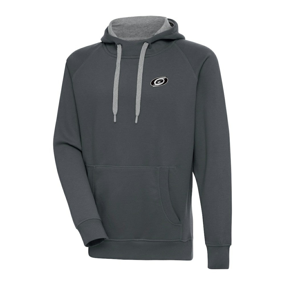 Carolina Hurricanes Antigua Metallic Logo Victory Pullover Hoodie Charcoal