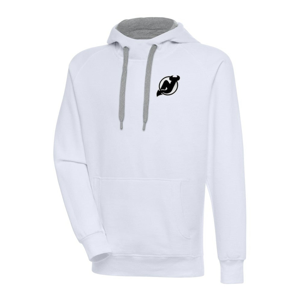 New Jersey Devils Antigua Metallic Logo Victory Pullover Hoodie White