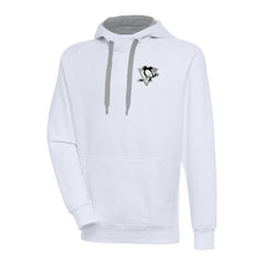 Pittsburgh Penguins Antigua Metallic Logo Victory Pullover Hoodie White