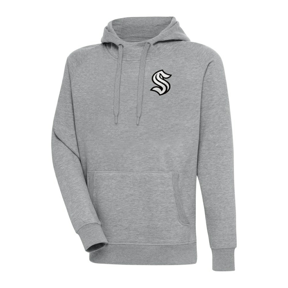 Seattle Kraken Antigua Metallic Logo Victory Pullover Hoodie Heather Gray