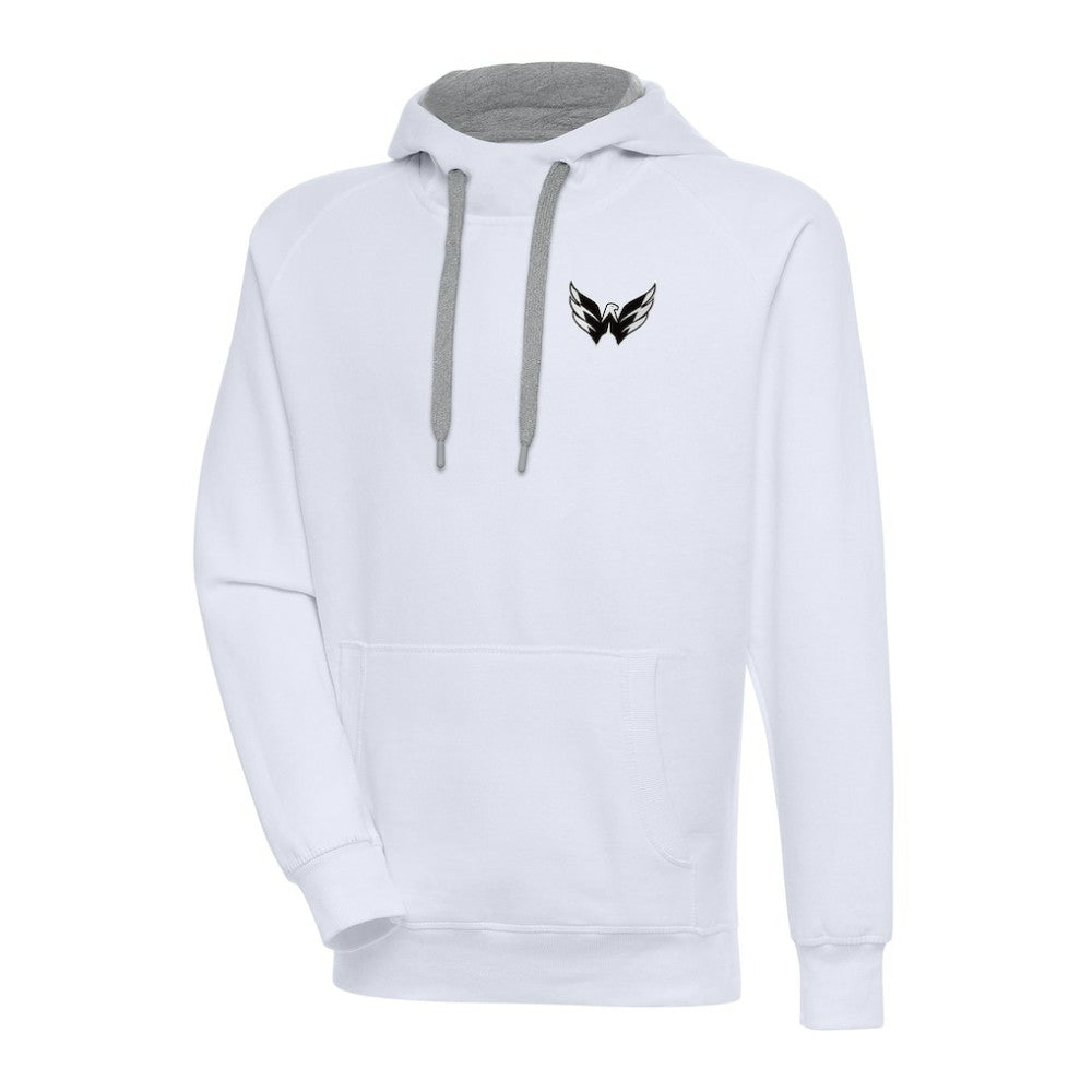 Washington Capitals Antigua Metallic Logo Victory Pullover Hoodie White
