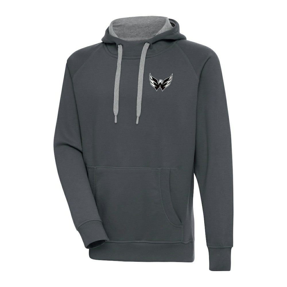 Washington Capitals Antigua Metallic Logo Victory Pullover Hoodie Charcoal