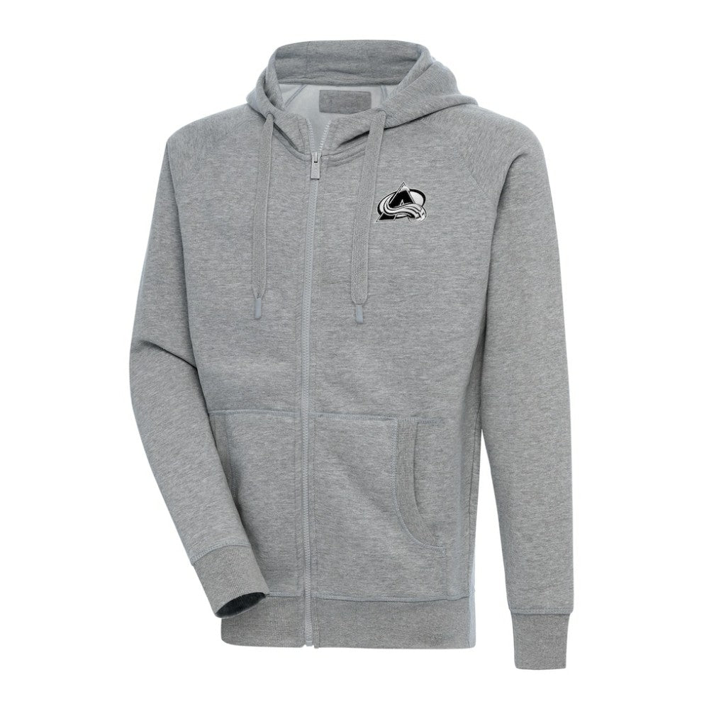 Colorado Avalanche Antigua Metallic Logo Victory Full-Zip Hoodie Heather Gray