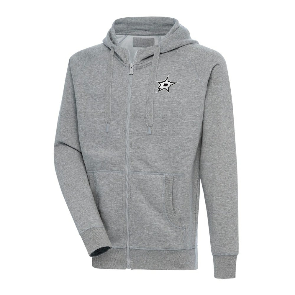 Dallas Stars Antigua Metallic Logo Victory Full-Zip Hoodie Heather Gray
