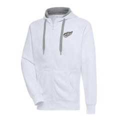 Detroit Red Wings Antigua Metallic Logo Victory Full-Zip Hoodie White