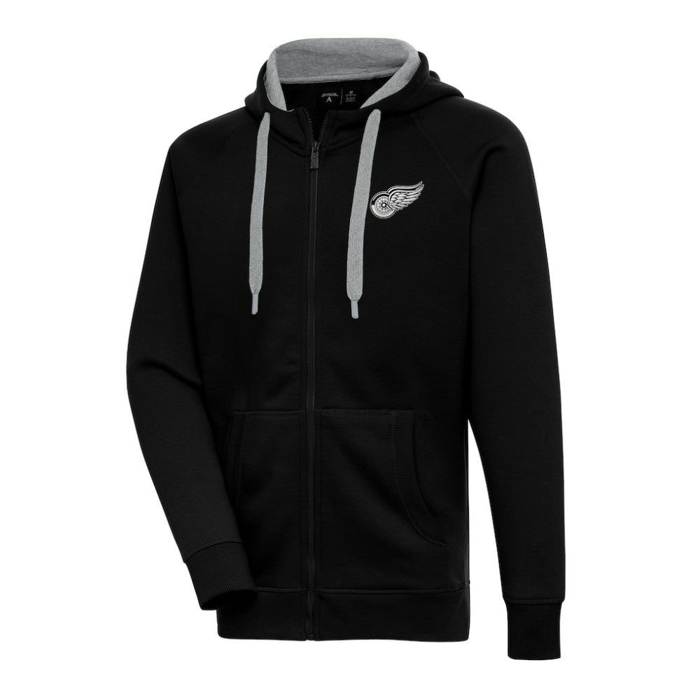 Detroit Red Wings Antigua Metallic Logo Victory Full-Zip Hoodie Black