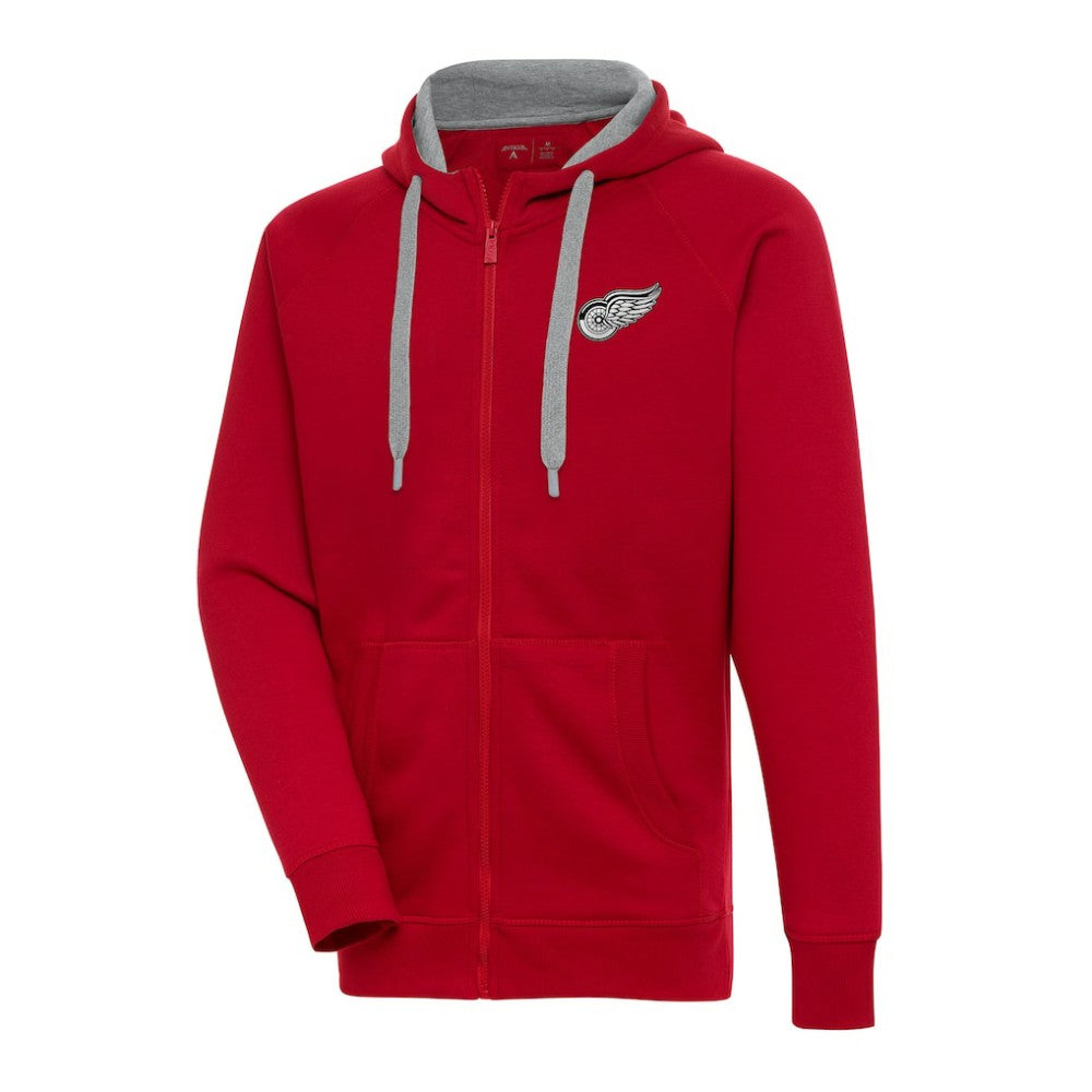 Detroit Red Wings Antigua Metallic Logo Victory Full-Zip Hoodie Red