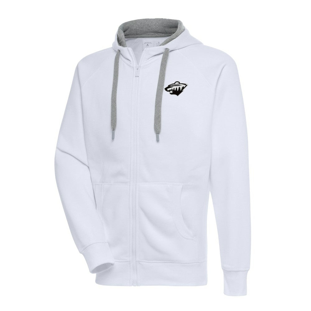 Minnesota Wild Antigua Metallic Logo Victory Full-Zip Hoodie White