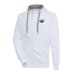 Minnesota Wild Antigua Metallic Logo Victory Full-Zip Hoodie White