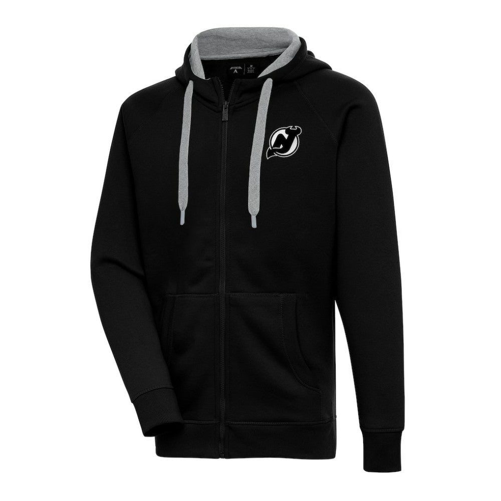 New Jersey Devils Antigua Metallic Logo Victory Full-Zip Hoodie Black