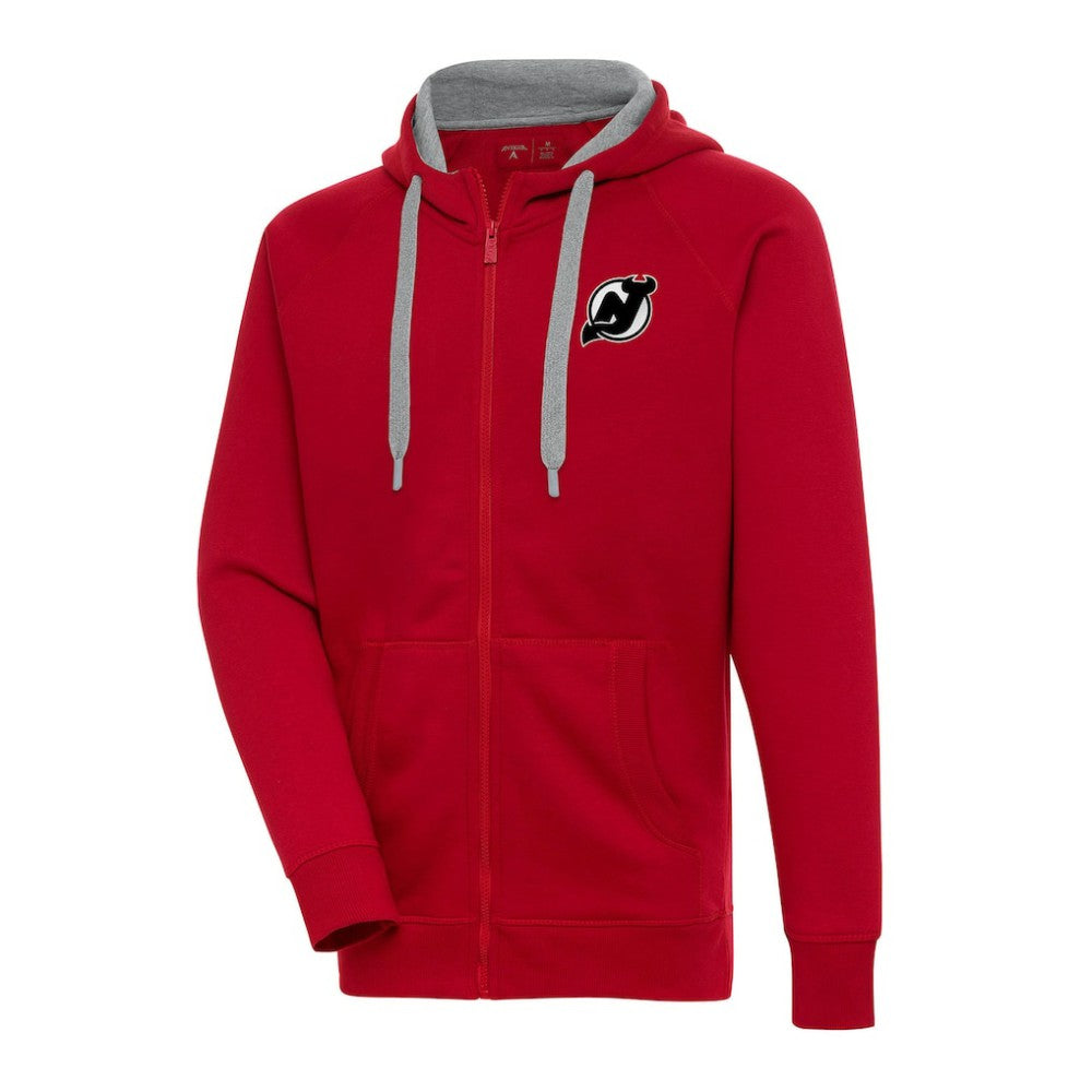 New Jersey Devils Antigua Metallic Logo Victory Full-Zip Hoodie Red