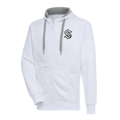 Seattle Kraken Antigua Metallic Logo Victory Full-Zip Hoodie White