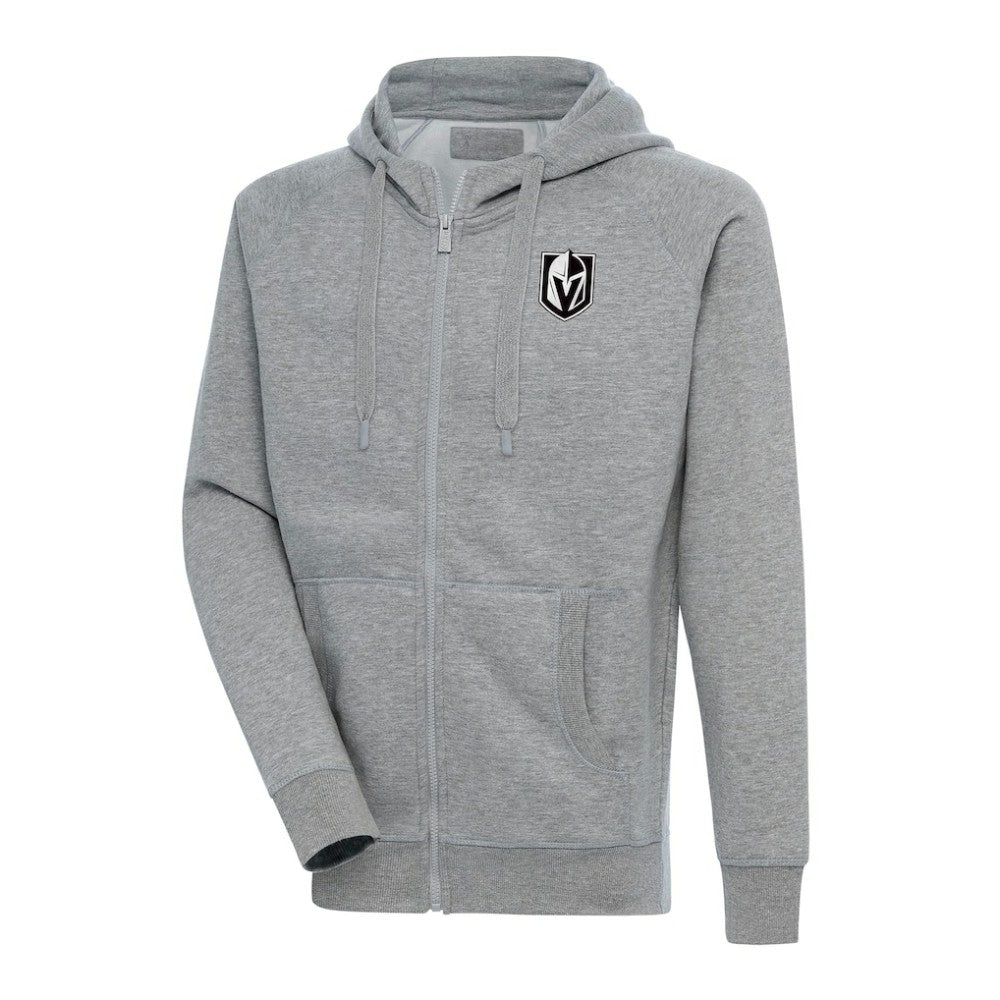 Vegas Golden Knights Antigua Metallic Logo Victory Full-Zip Hoodie Heather Gray