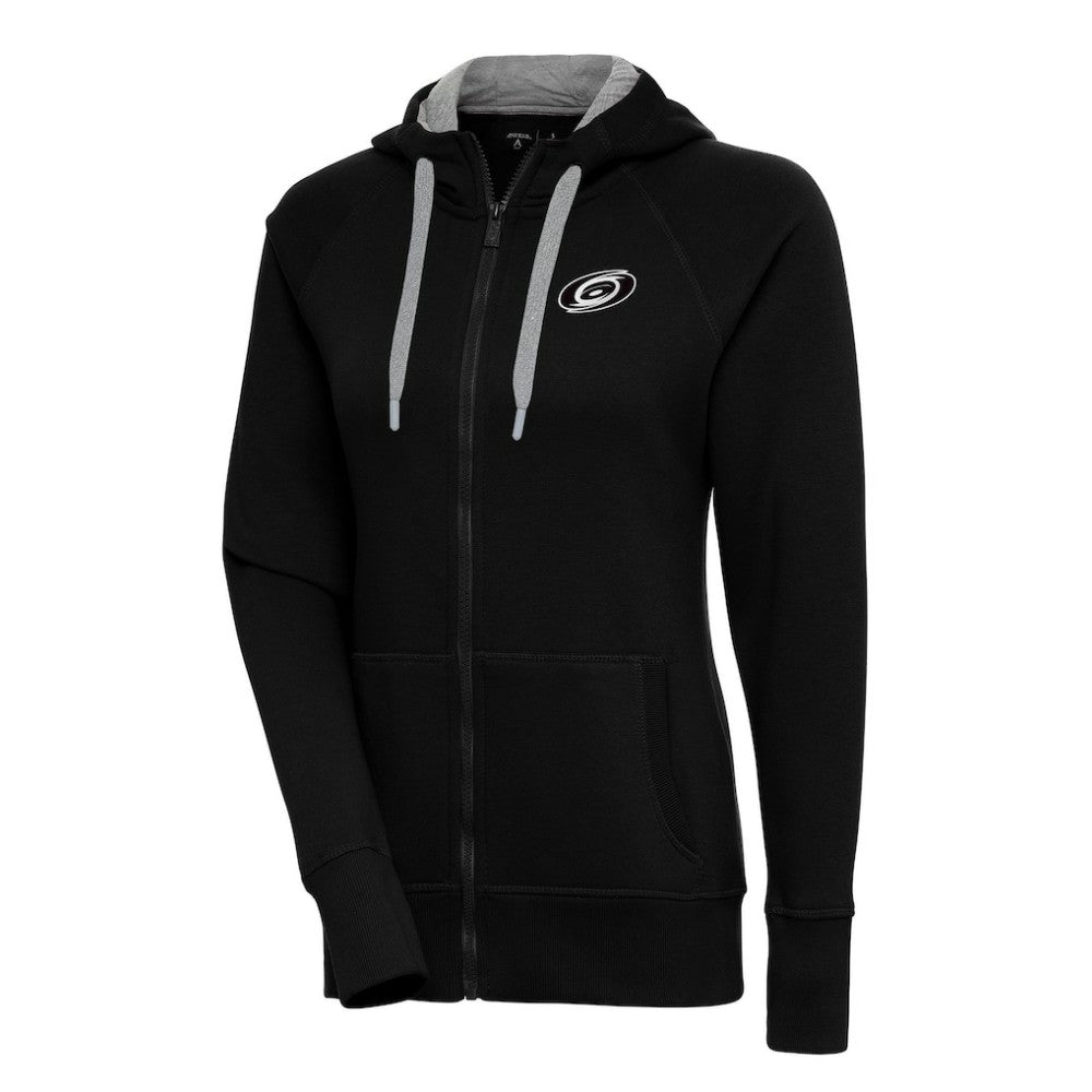 Carolina Hurricanes Antigua Women's Metallic Logo Victory Full-Zip Hoodie Black