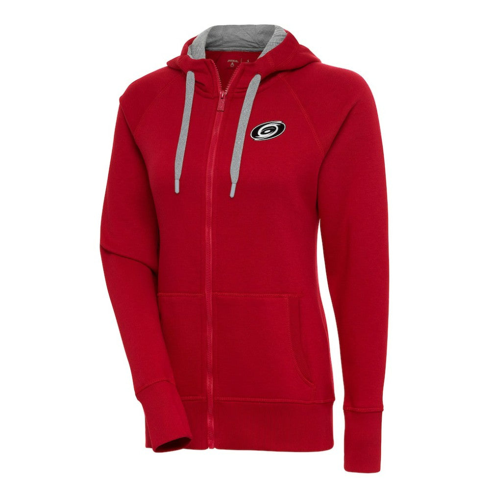 Carolina Hurricanes Antigua Women's Metallic Logo Victory Full-Zip Hoodie Red