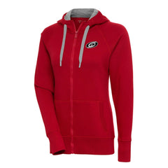 Carolina Hurricanes Antigua Women's Metallic Logo Victory Full-Zip Hoodie Red