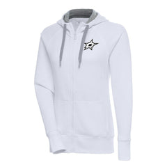 Dallas Stars Antigua Women's Metallic Logo Victory Full-Zip Hoodie White