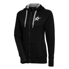 Dallas Stars Antigua Women's Metallic Logo Victory Full-Zip Hoodie Black