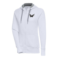 Washington Capitals Antigua Women's Metallic Logo Victory Full-Zip Hoodie White