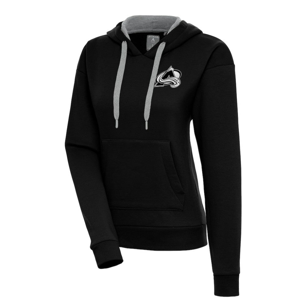 Colorado Avalanche Antigua Women's Metallic Logo Victory Pullover Hoodie Black