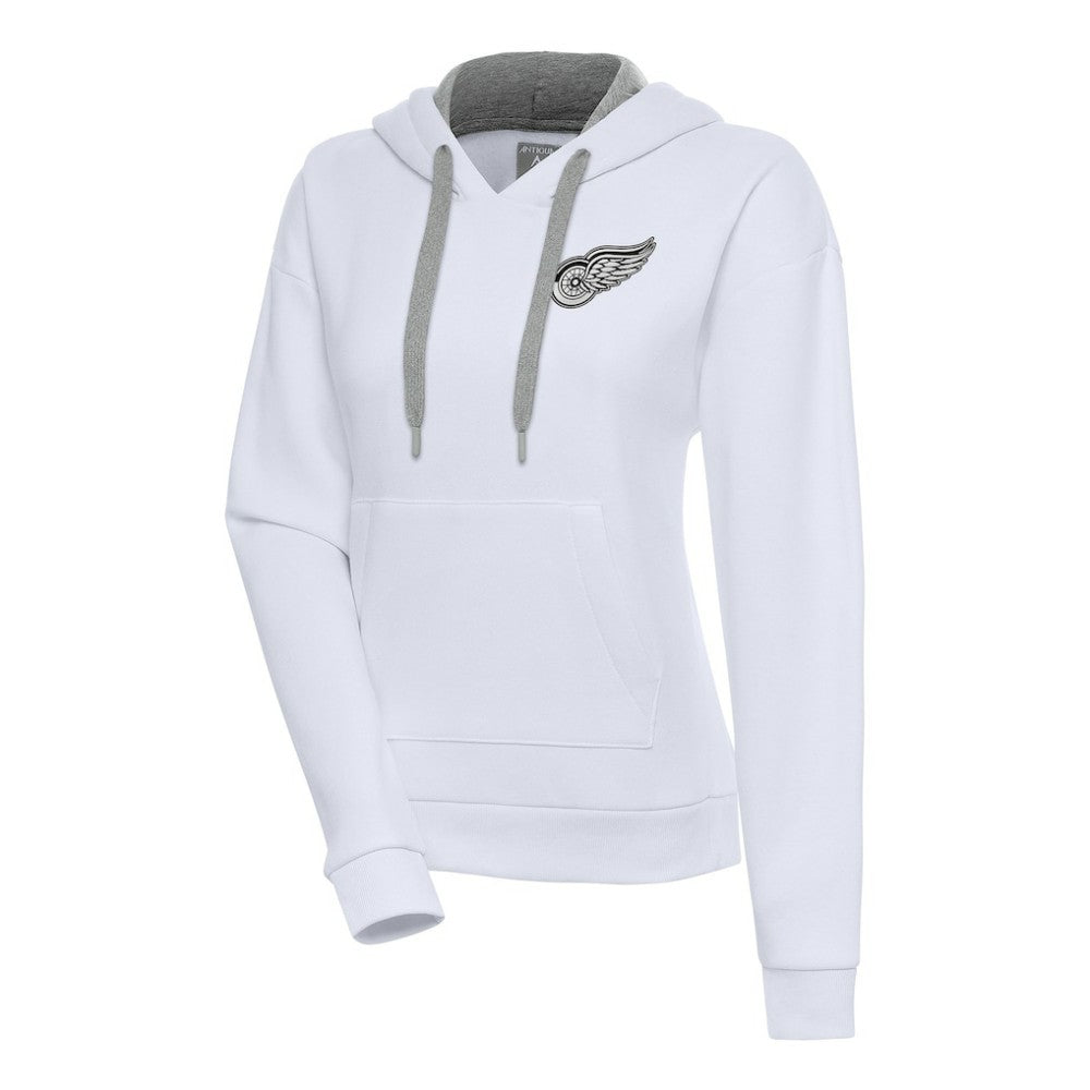 Detroit Red Wings Antigua Women's Metallic Logo Victory Pullover Hoodie White