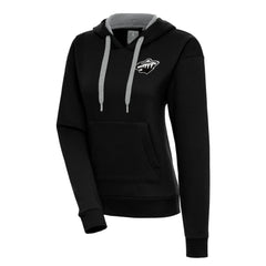 Minnesota Wild Antigua Women's Metallic Logo Victory Pullover Hoodie Black