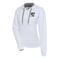New York Rangers Antigua Women's Metallic Logo Victory Pullover Hoodie White