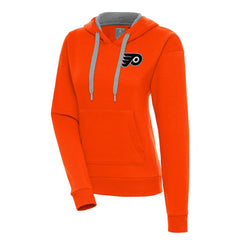 Philadelphia Flyers Antigua Women's Metallic Logo Victory Pullover Hoodie Orange