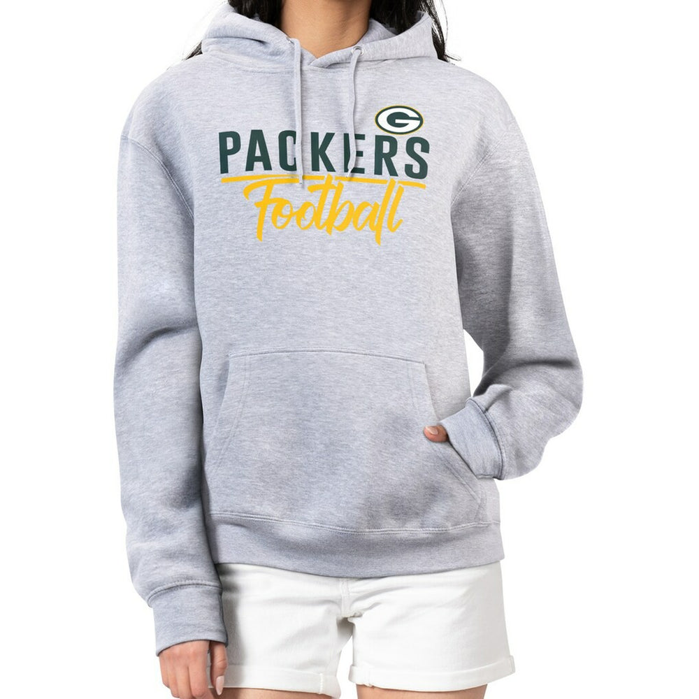Green Bay Packers G-III 4Her by Carl Banks Women's Graphic Fleece Pullover Hoodie - Heather Gray cheap