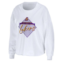 Los Angeles Lakers WEAR by Erin Andrews Women's Cropped Long Sleeve T-Shirt - White outlet