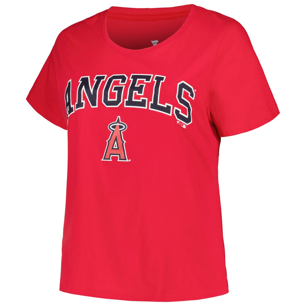 Los Angeles Angels Profile Women's Plus Size Arch Logo T-Shirt - Red