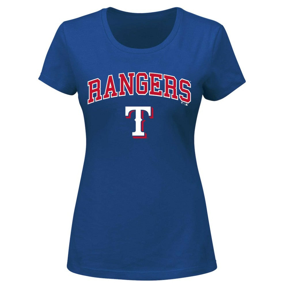 Texas Rangers Profile Women's Plus Size Arch Logo T-Shirt - Royal