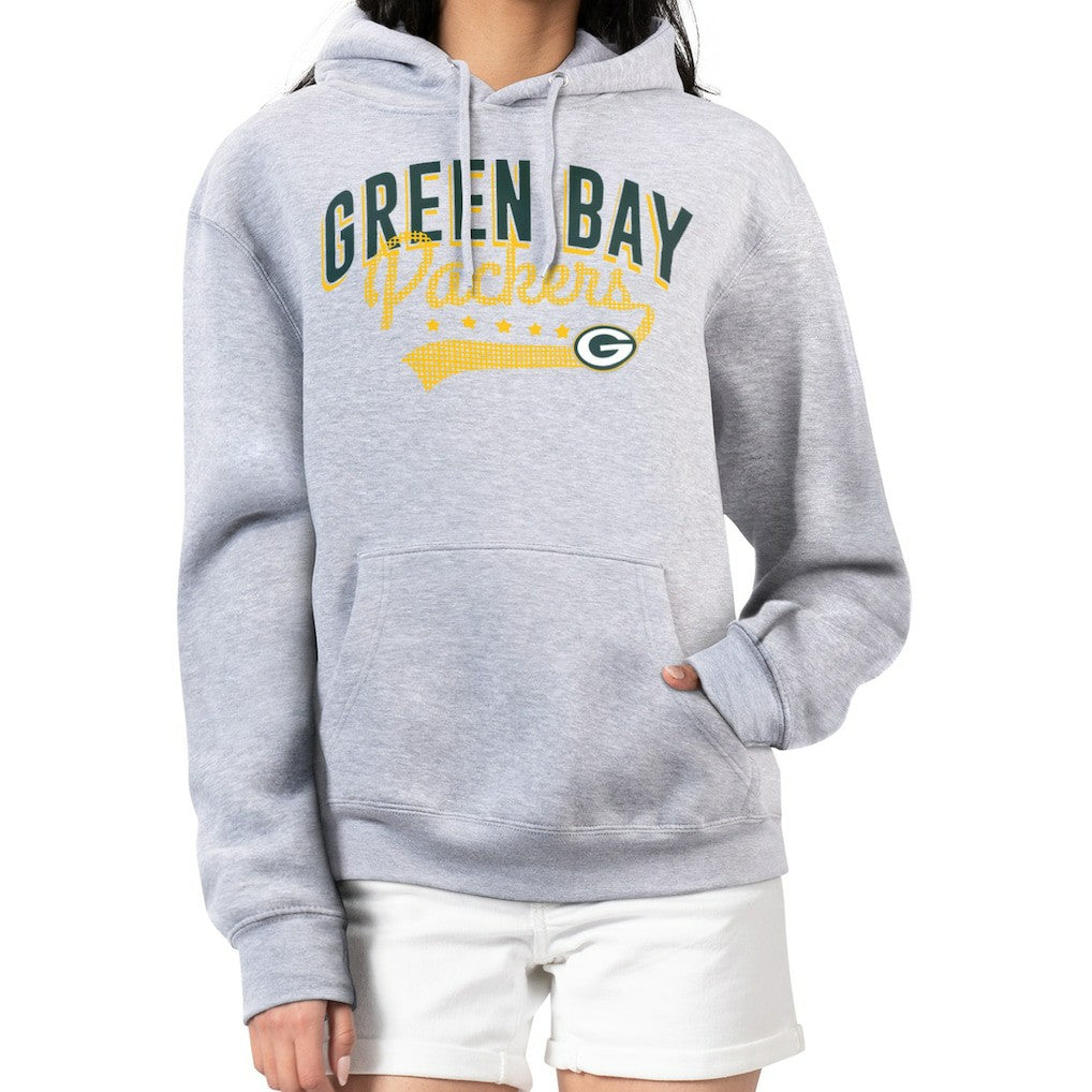 Green Bay Packers G-III 4Her by Carl Banks Women's Filigree Logo Pullover Hoodie – Heather Gray discount
