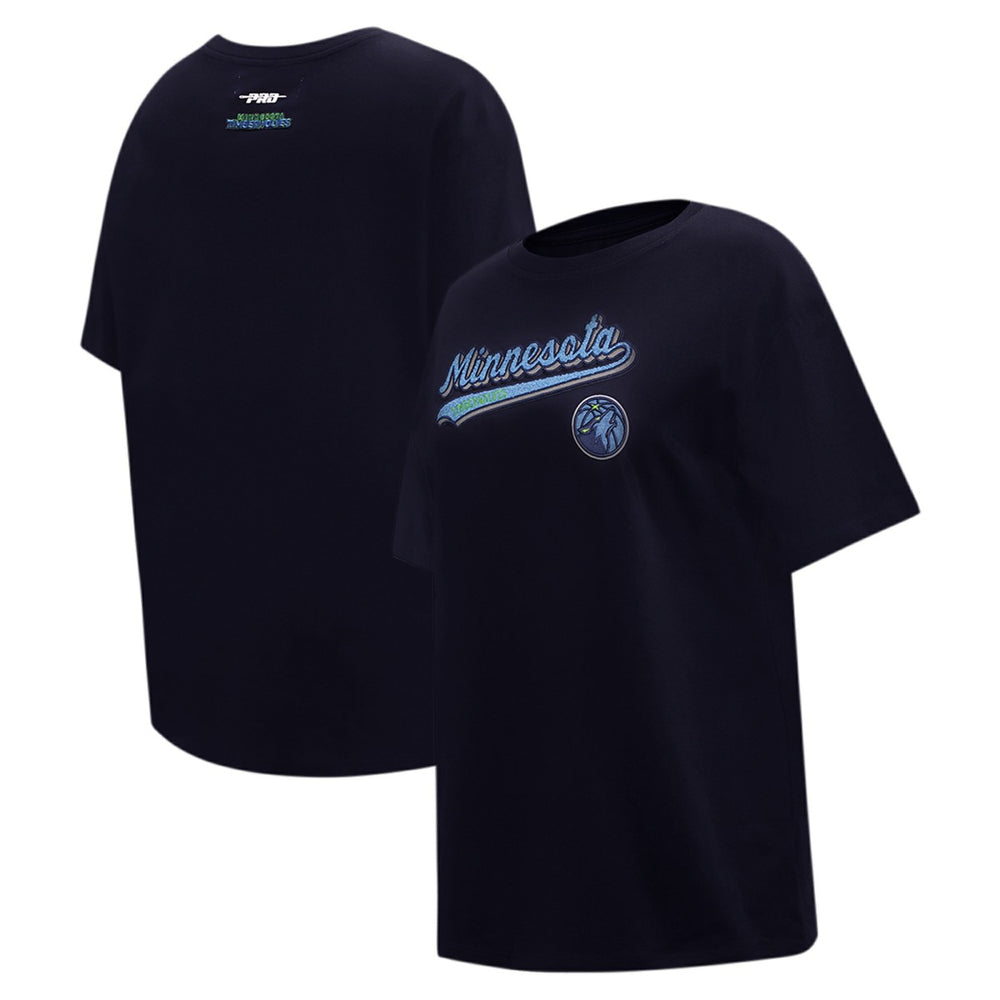 Minnesota Timberwolves Pro Standard Women's Script Boyfriend T-Shirt - Navy cheap