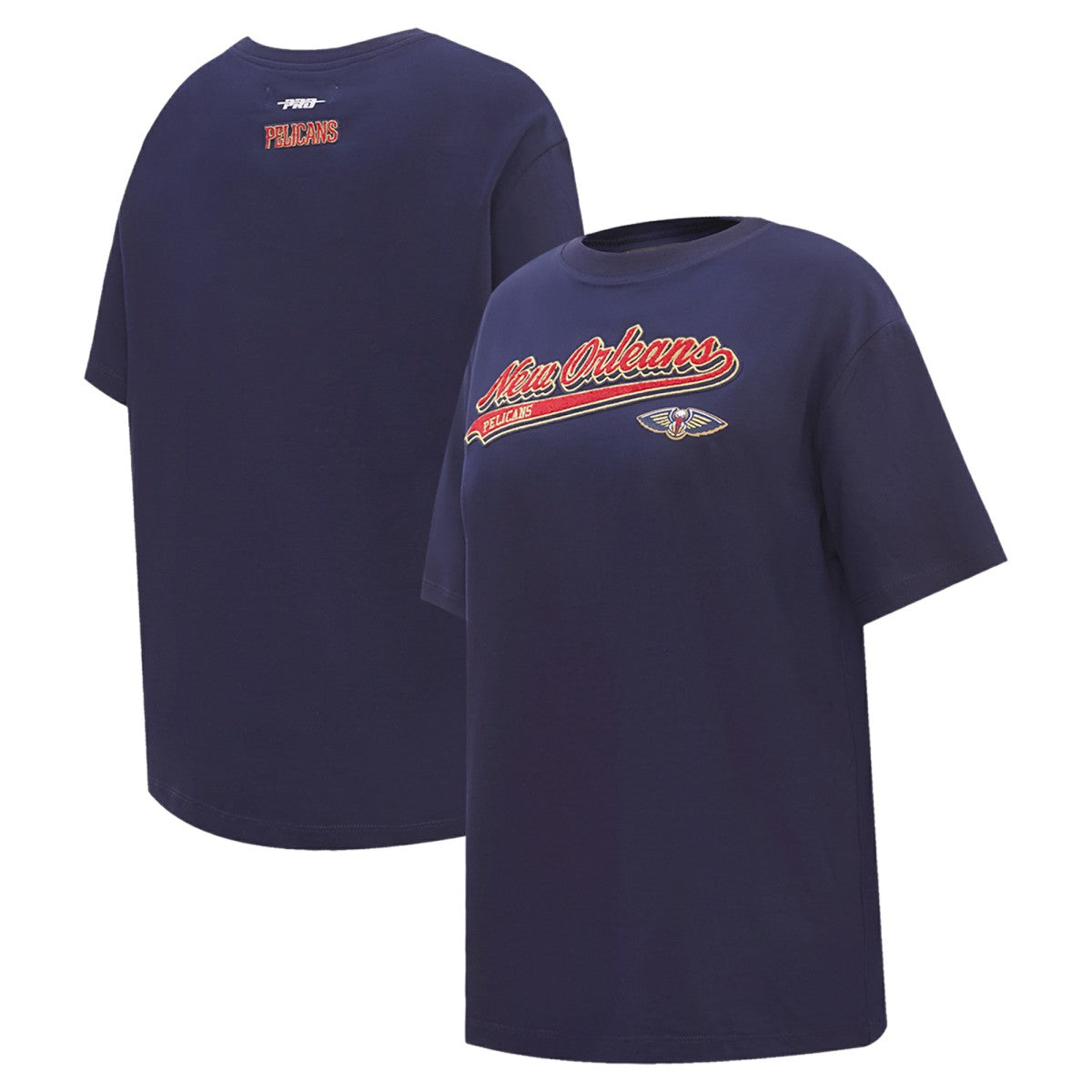 New Orleans Pelicans Pro Standard Women's Script Boyfriend T-Shirt - Navy discount