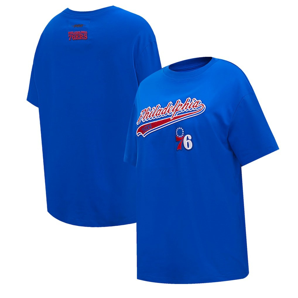Philadelphia 76ers Pro Standard Women's Script Boyfriend T-Shirt - Royal shop