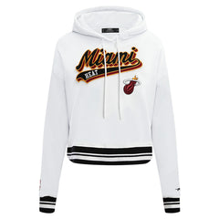 Miami Heat Pro Standard Women's Script Tail Cropped Pullover Hoodie - White cheap