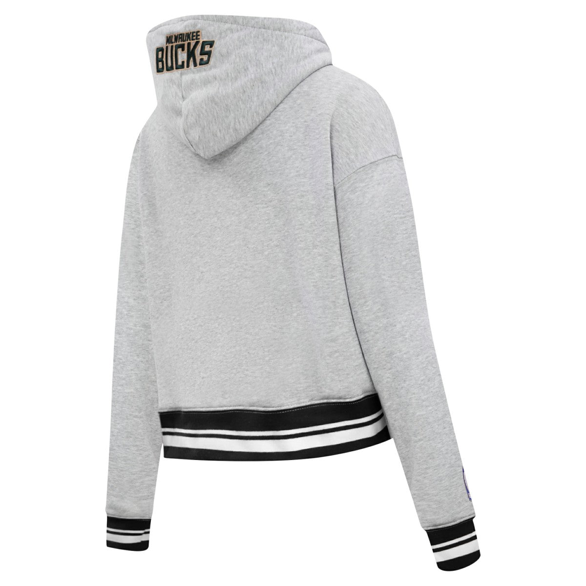 Milwaukee Bucks Pro Standard Women's Script Tail Cropped Pullover Hoodie - Heather Gray outlet