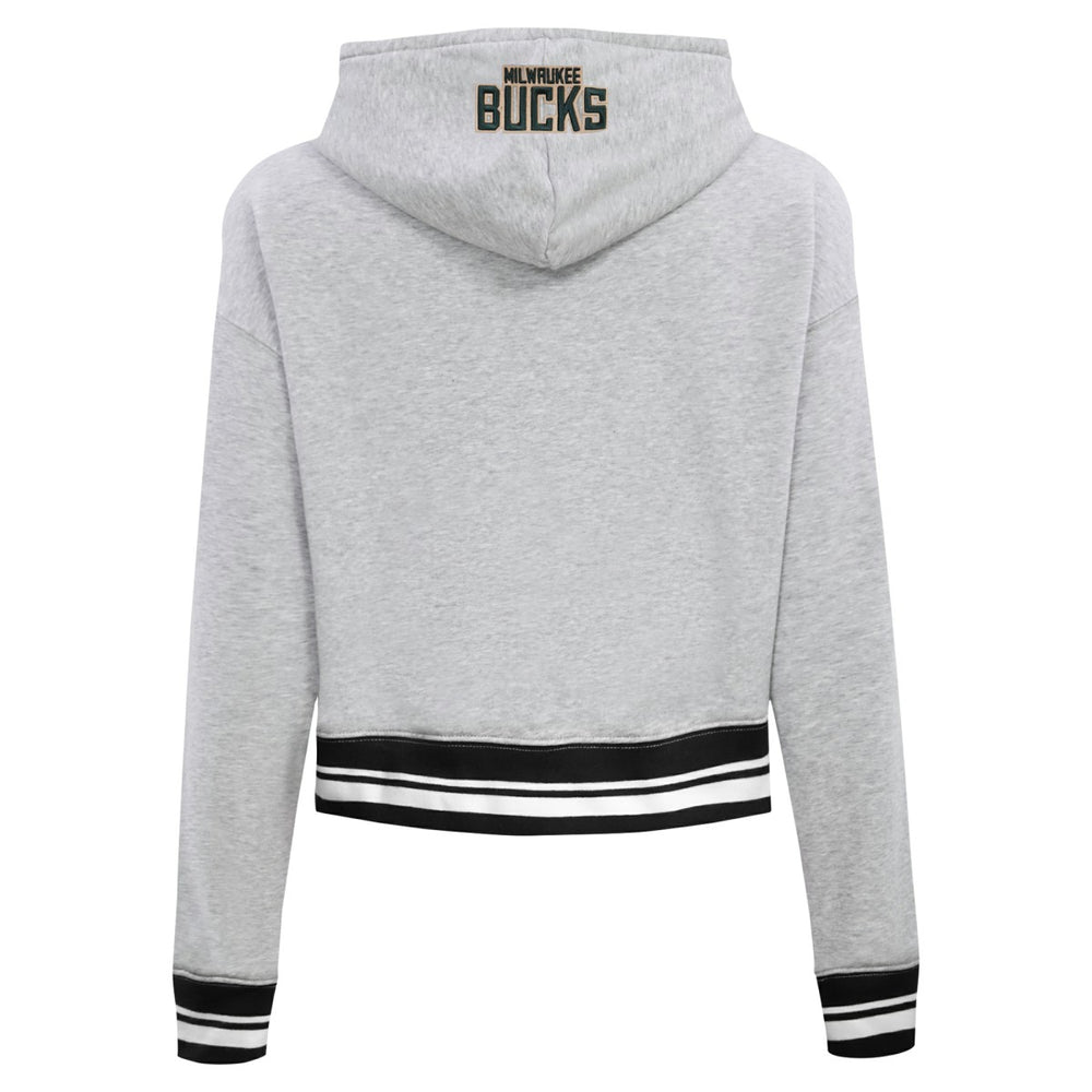 Milwaukee Bucks Pro Standard Women's Script Tail Cropped Pullover Hoodie - Heather Gray outlet