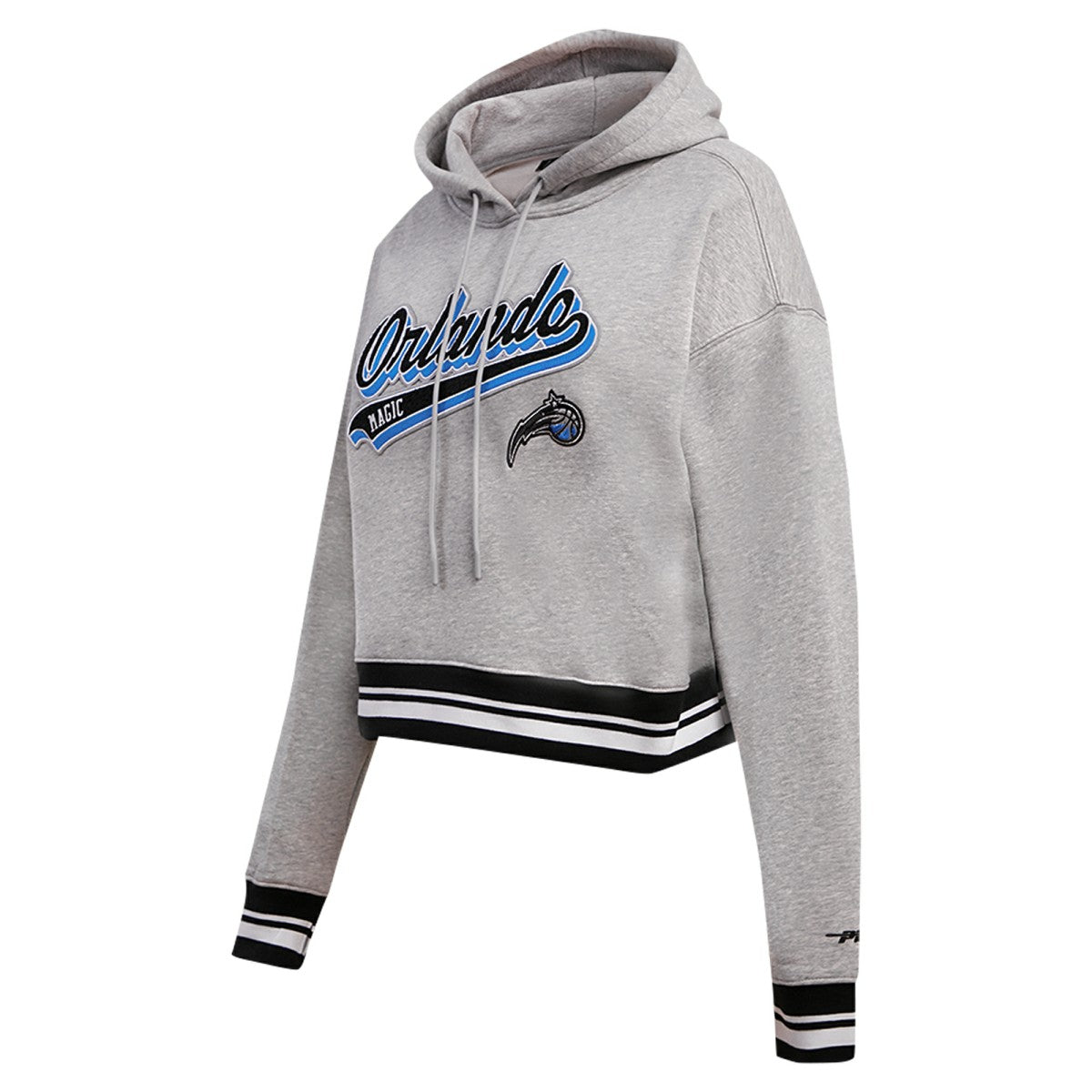 Orlando Magic Pro Standard Women's Script Tail Cropped Pullover Hoodie - Heather Gray shop