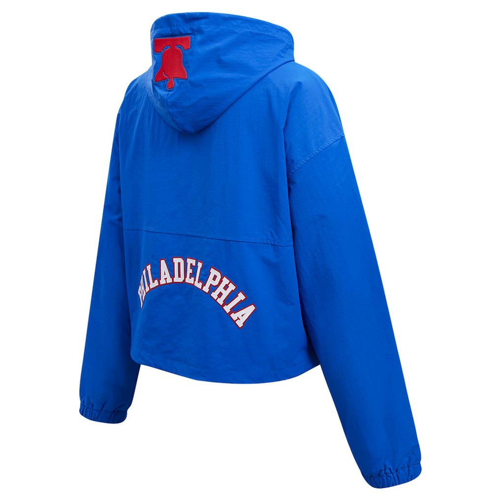 Philadelphia 76ers Pro Standard Classic Wind Woven Cropped Half-Zip Jacket - Royal shop
