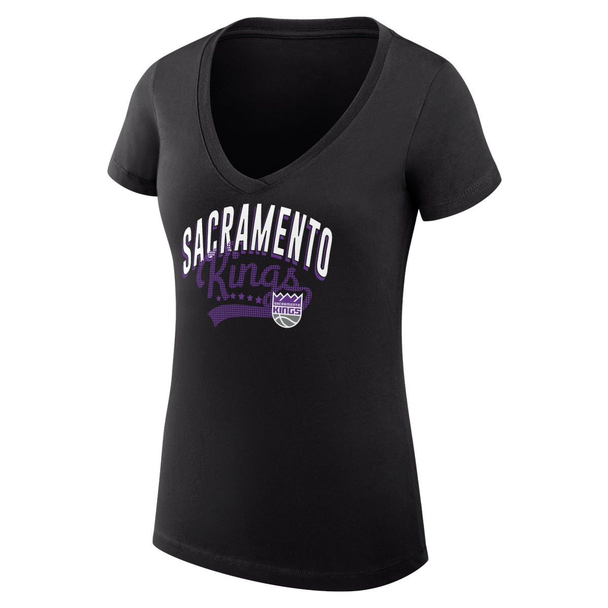 Sacramento Kings G-III 4Her by Carl Banks Women's Super-Slim Fit Lightweight Filigree Logo V-Neck T-Shirt - Black shop