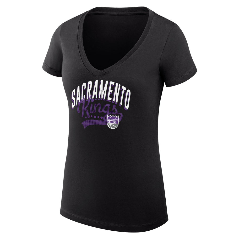 Sacramento Kings G-III 4Her by Carl Banks Women's Super-Slim Fit Lightweight Filigree Logo V-Neck T-Shirt - Black shop