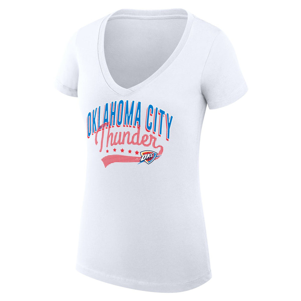 Oklahoma City Thunder G-III 4Her by Carl Banks Women's Super-Slim Fit Lightweight Filigree Logo V-Neck T-Shirt - White sale