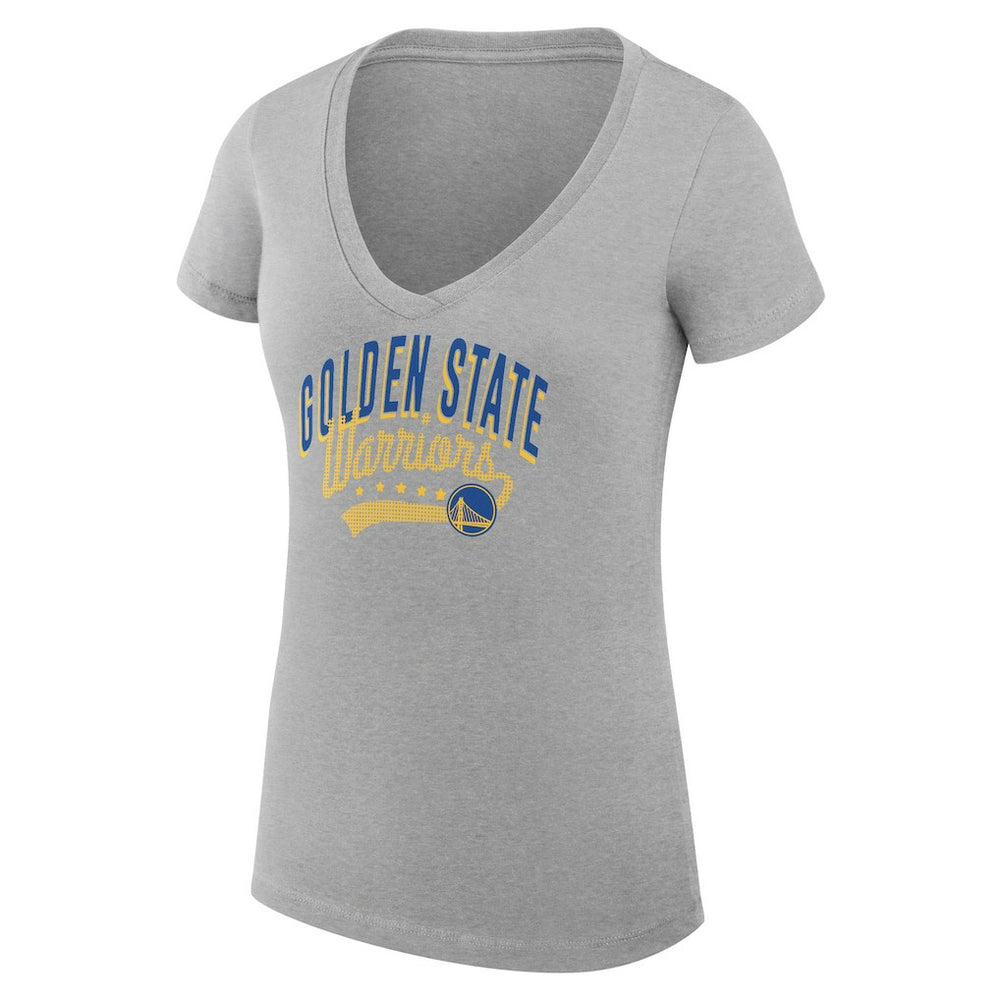 Golden State Warriors G-III 4Her by Carl Banks Women's Super-Slim Fit Lightweight Filigree Logo V-Neck T-Shirt sale - Heather Gray shop