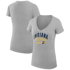 Indiana Pacers G-III 4Her by Carl Banks Women's Super-Slim Fit Lightweight Filigree Logo V-Neck T-Shirt - Heather Gray on sale